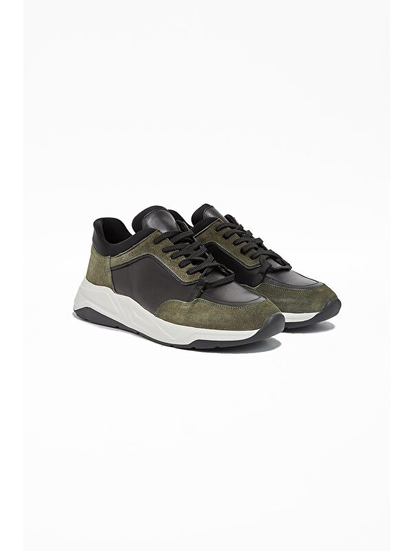 Koyu Haki %100 Deri Analin Bağcıklı Casual Ayakkabı 1033240162 - Görsel 3