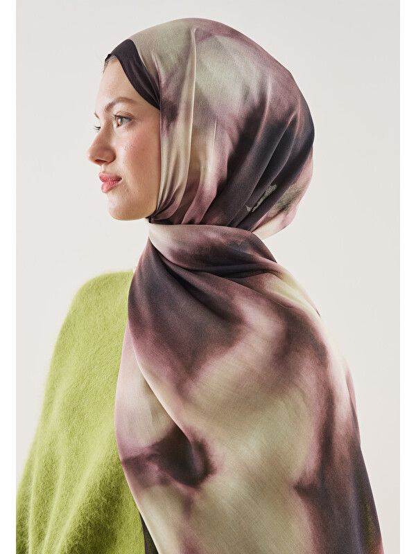Fresh Scarfs Floral Batik Desen Rami Şal Ağaç Kabuğu