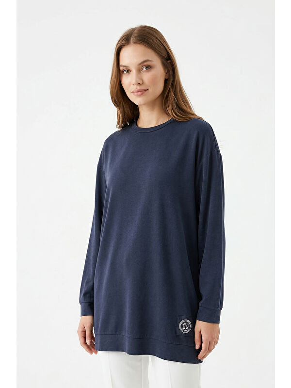Remsa Logo İşlemeli Lyocell Sweatshirt 163 Lacivert