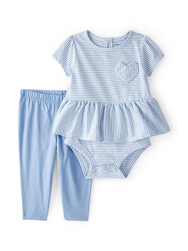 Carter's Kız Bebek Body Pantolon Set 3 Ay-24 Ay Mavi