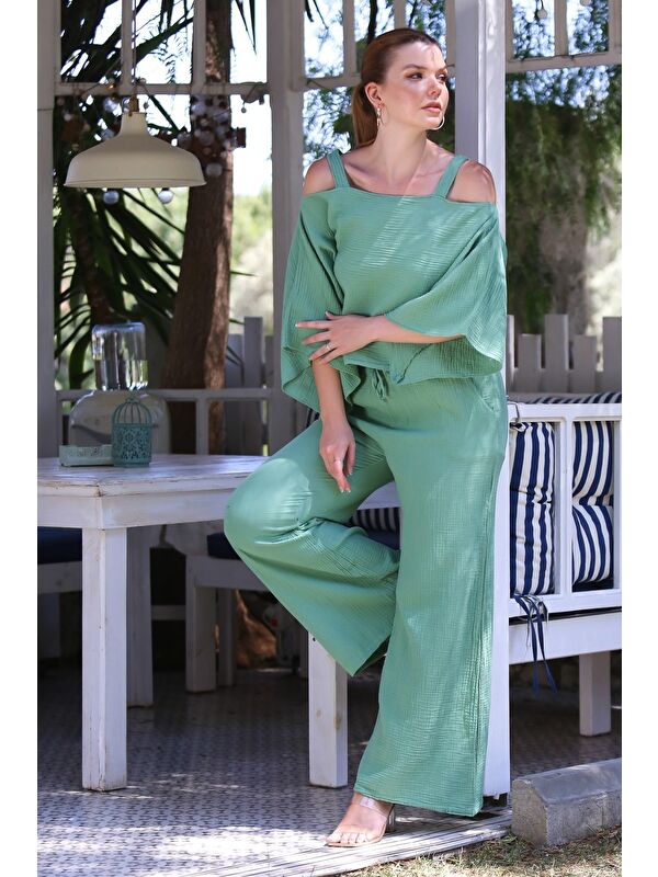 Chiccy Organik Sertifikalı Pamuk Mint Casual Dokuma Alt Üst Takım 50-110 70-65