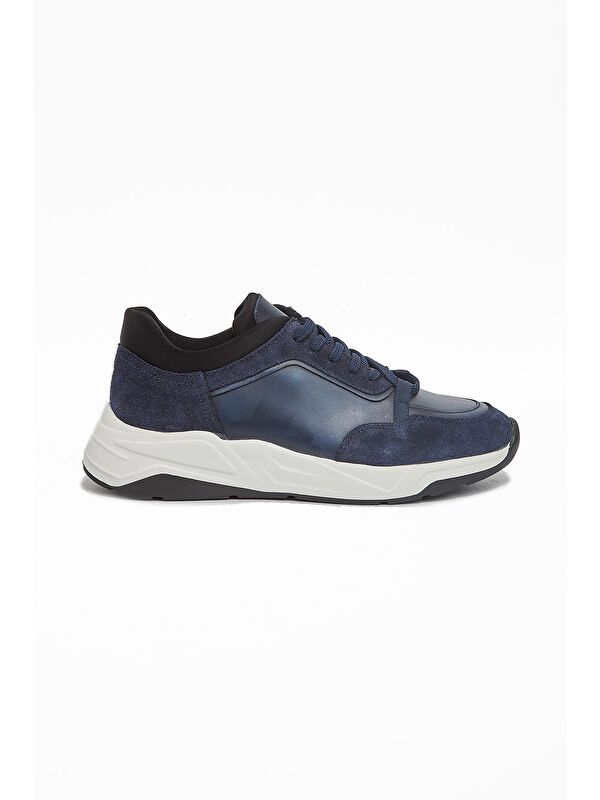 Koyu Lacivert %100 Deri Analin Bağcıklı Casual Ayakkabı 1033240162 - Görsel 2