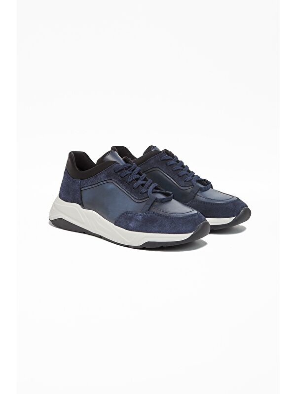 Koyu Lacivert %100 Deri Analin Bağcıklı Casual Ayakkabı 1033240162 - Görsel 3