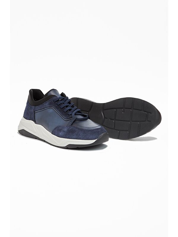 Koyu Lacivert %100 Deri Analin Bağcıklı Casual Ayakkabı 1033240162 - Görsel 5