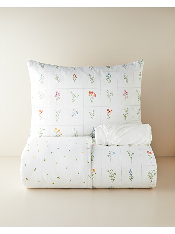 English Home Damada Bloom Kolay Ütülenir Çarşaflı Tek Kişilik Nevresim Takımı 160x220 cm Sarı-Yeşil