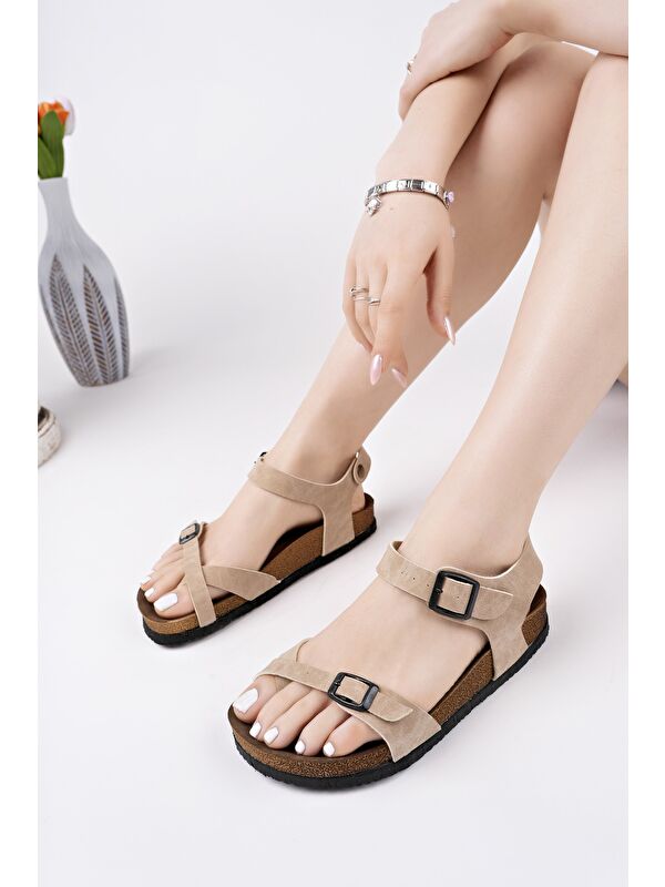 BLAUS Ayarlanabilir Kemerli Günlük Kadın Parmak Arası Sandalet - Görsel 7