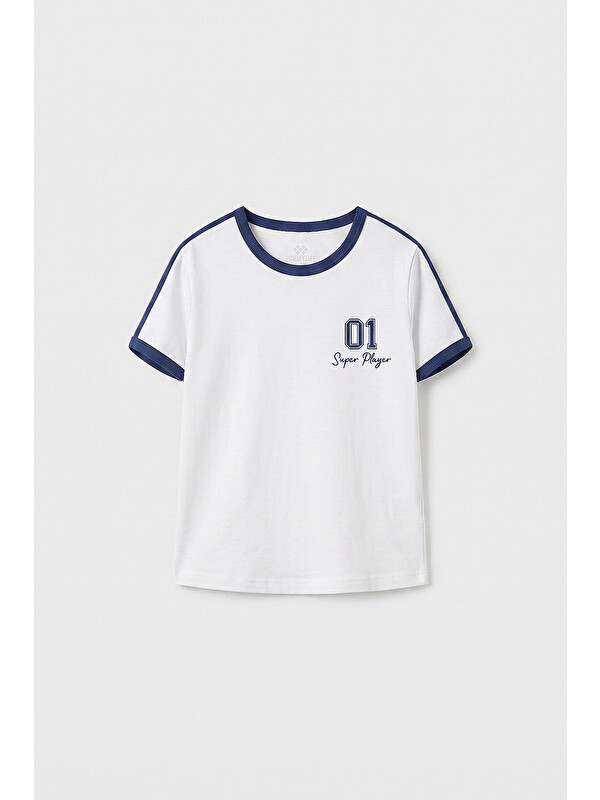 Tommylife Beyaz Omuz Biye Detaylı Baskılı Kız Çocuk T-Shirt - 75181