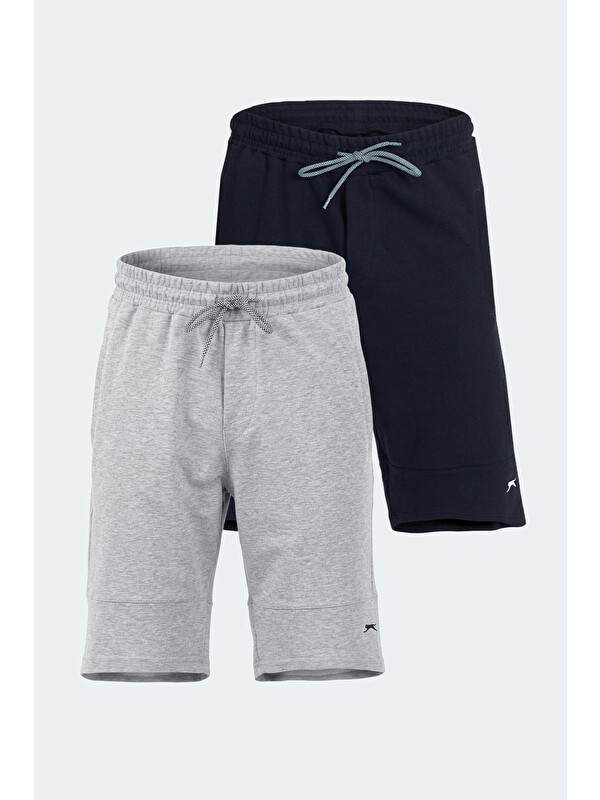 SLAZENGER NORA 2 Lİ SET Erkek Cepli Lacivert - Gri Şort