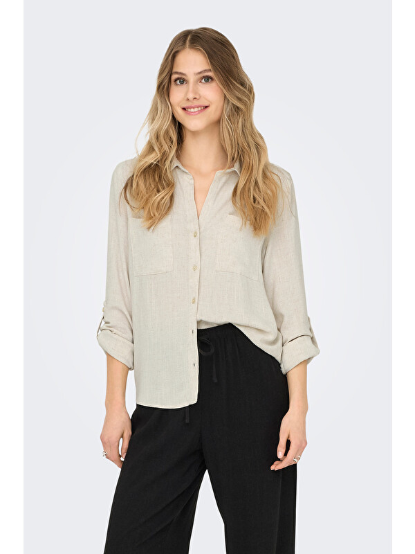 Only asmin Keten Karışımlı Regular Fit Klasik Yaka Gömlek 15349102