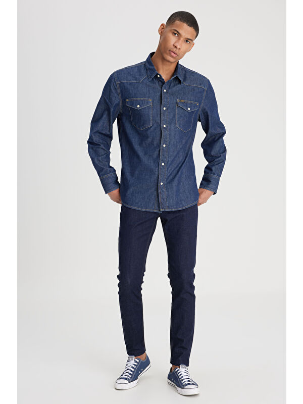 Lee Malone Skinny Fit Normal Bel Koyu Mavi Esnek Jean Pantolon