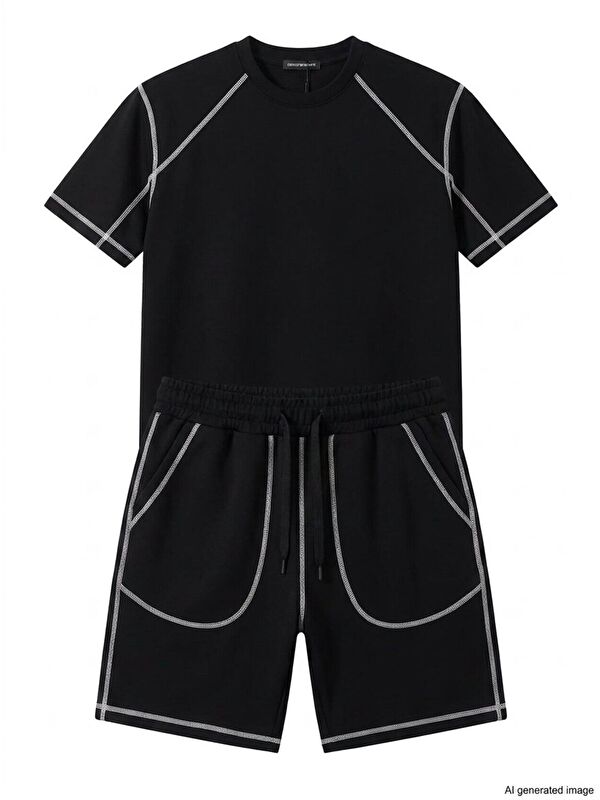 Jane's Unisex Karoyaka Dikişli Şortlu Takım - Siyah