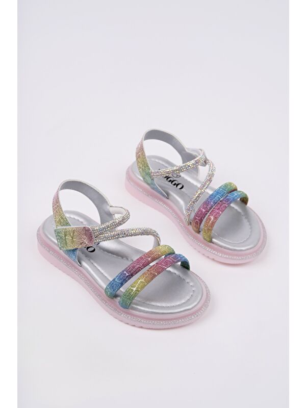 MQUEEN Cırtlı ve Simli Günlük Kız Çocuk Sandalet - Görsel 3