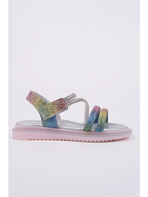 MQUEEN Cırtlı ve Simli Günlük Kız Çocuk Sandalet - Görsel 5