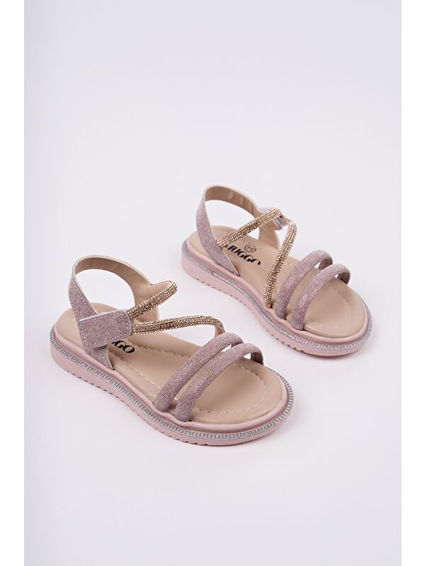 MQUEEN Cırtlı ve Simli Günlük Kız Çocuk Sandalet - Görsel 3