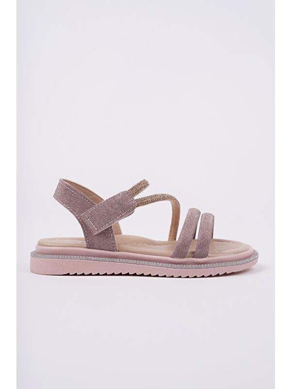 MQUEEN Cırtlı ve Simli Günlük Kız Çocuk Sandalet - Görsel 5