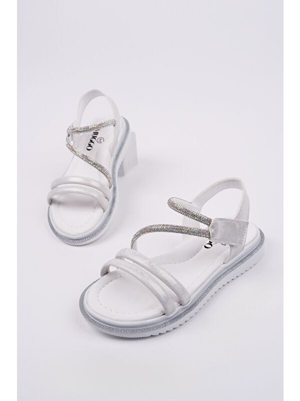 MQUEEN Cırtlı ve Simli Günlük Kız Çocuk Sandalet - Görsel 2