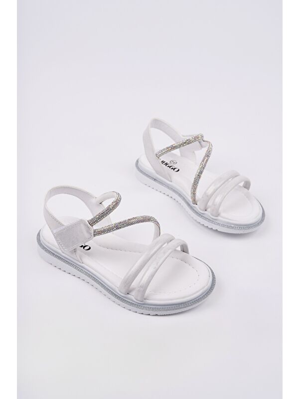 MQUEEN Cırtlı ve Simli Günlük Kız Çocuk Sandalet - Görsel 3