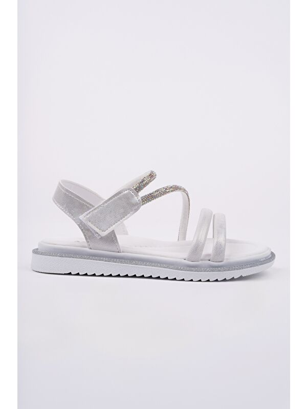 MQUEEN Cırtlı ve Simli Günlük Kız Çocuk Sandalet - Görsel 5