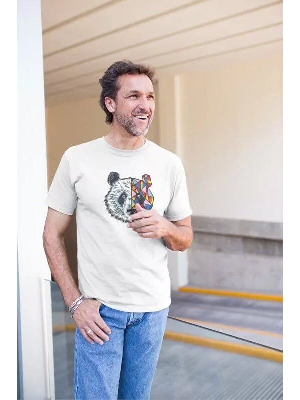 Jane's Erkek Bisiklet Yaka Baskılı Oversize T-Shirt - Beyaz