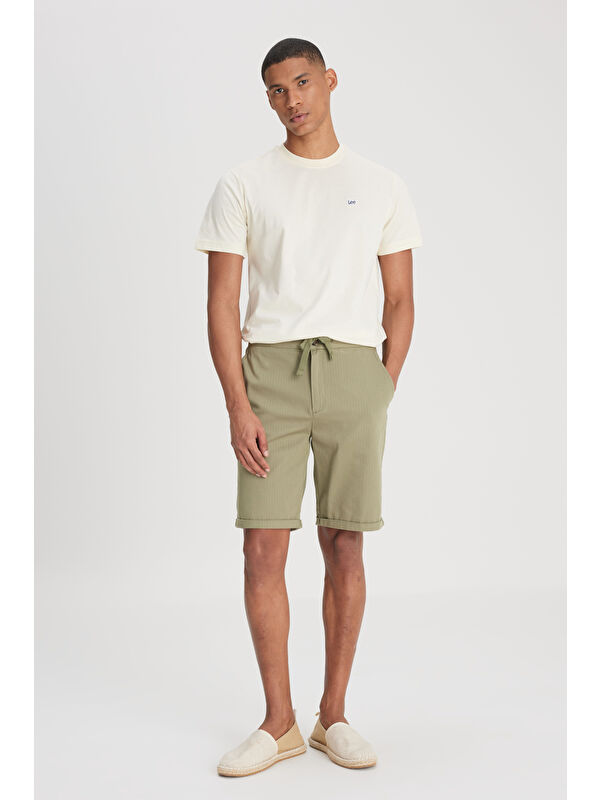 Lee Regular Fit %100 Pamuk Normal Bel Haki Chino Şort