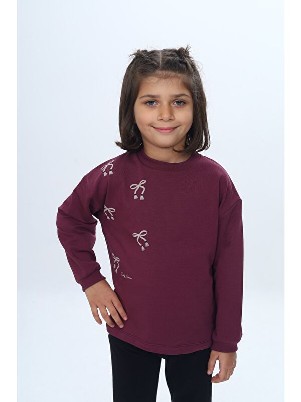 Toontoykids Kız Çocuk Fiyonk Kabaran Baskılı Sweatshirt