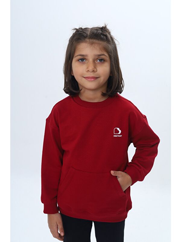 Toontoykids Kız Çocuk Mini Kalp Baskılı Sweatshirt
