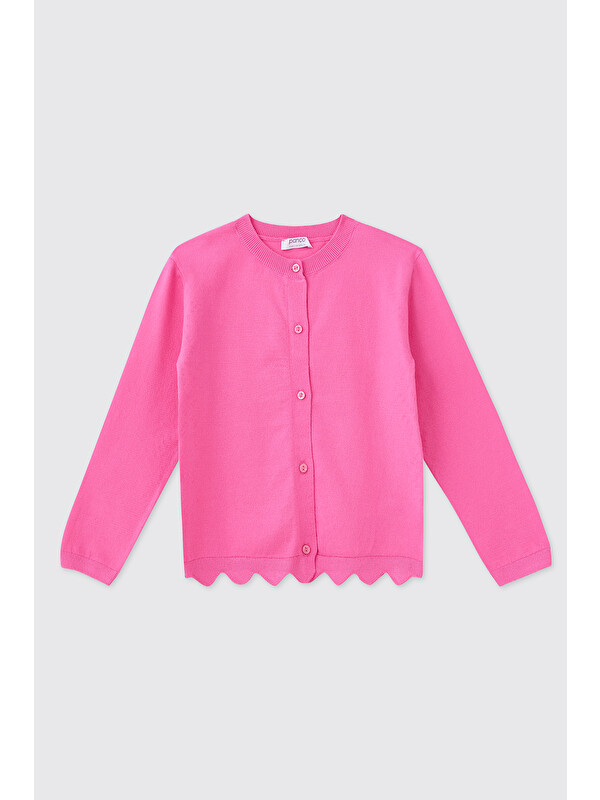 Panço Kız Çocuk Pembe Triko Hırka