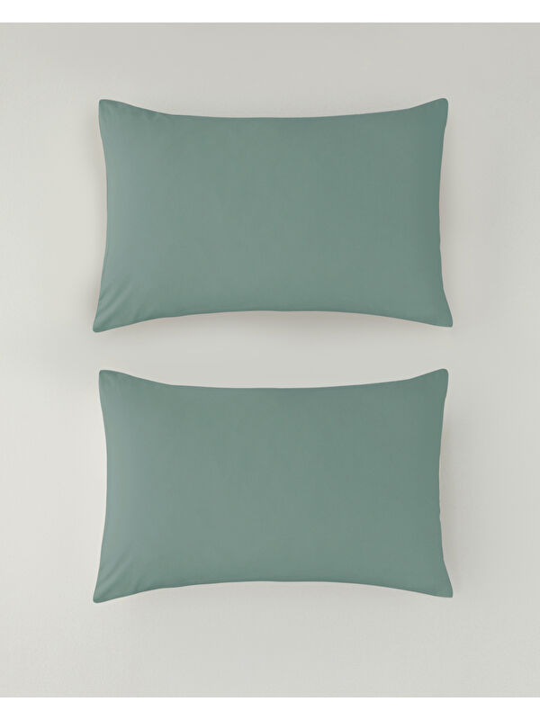 English Home Novella Premium Soft Pamuk 2'li Yastık Kılıfı 50x70 cm Koyu Seledon