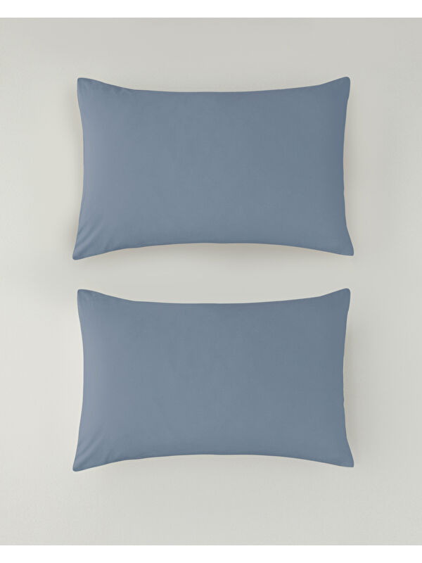 English Home Novella Premium Soft Pamuk 2'li Yastık Kılıfı 50x70 cm Denim Mavi