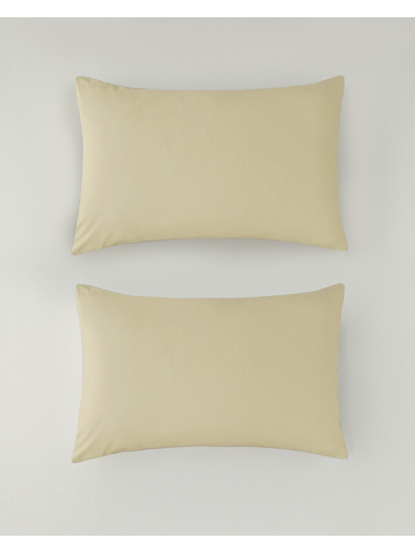 English Home Novella Premium Soft Pamuk 2'li Yastık Kılıfı 50x70 cm Açık Sarı