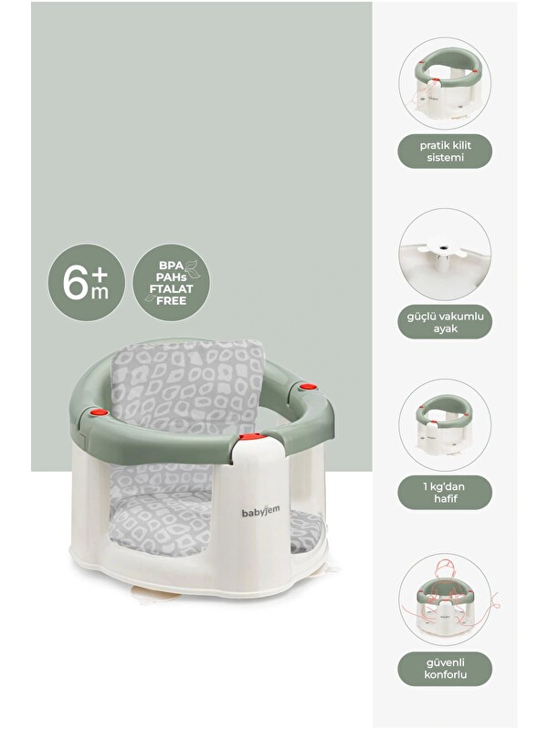 Babyjem Önden Açılır Mama Sandalye Oturağı Ve Minderi - 2 ' Li Set Soft Yeşil