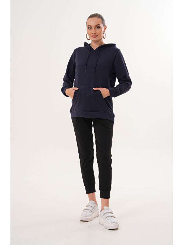 MİSS DÜNYA LİSSA %100 Pamuk Hamile ve Lohusa Basic Kapüşonlu Sweatshirt