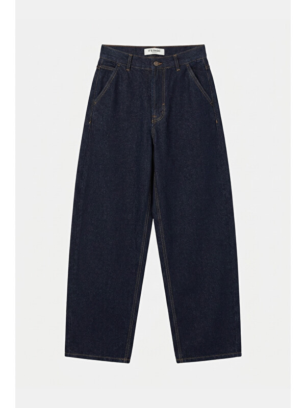 It's Basic Kadın İndigo Selvedge 7w6-50 Skater Fit Bol Kesim Denim Jean