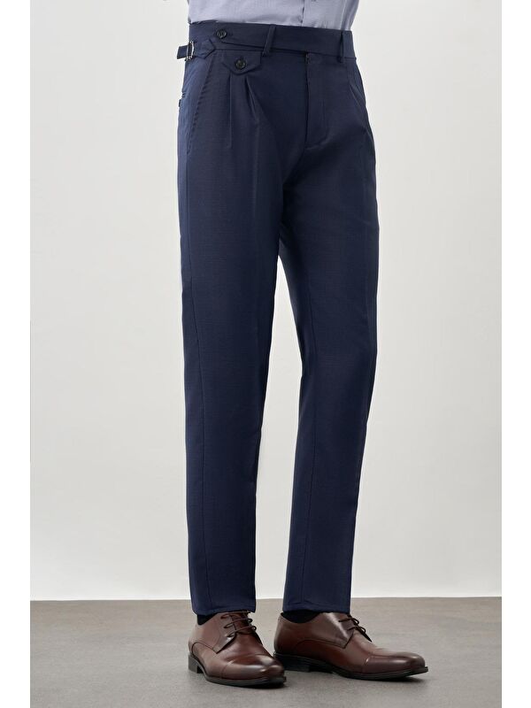 İMZA Koyu Lacivert Yandan Cepli Classic Slim Fit Modelli Erkek Pantolon 1003245173