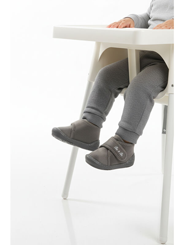 Ayakmod Gri Süet Cırtlı Bebek Panduf Ba&Ba 058989 B