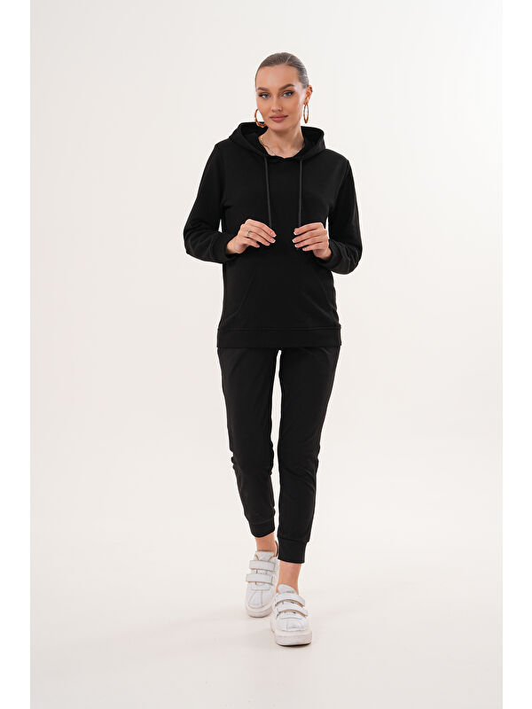 MİSS DÜNYA LİSSA %100 Pamuk Hamile ve Lohusa Basic Kapüşonlu Sweatshirt