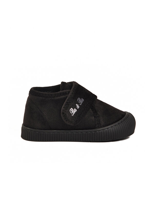 Ayakmod Siyah Süet Cırtlı Unisex Çocuk Panduf Ba&Ba 058999 P