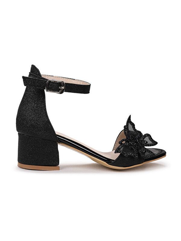 Zete Kum Simli Kız Çocuk 4 Cm Topuklu Sandalet Abiye Ayakkabı - Görsel 4