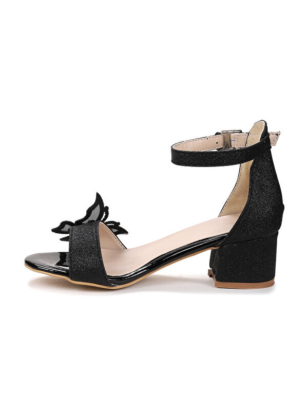 Zete Kum Simli Kız Çocuk 4 Cm Topuklu Sandalet Abiye Ayakkabı - Görsel 5