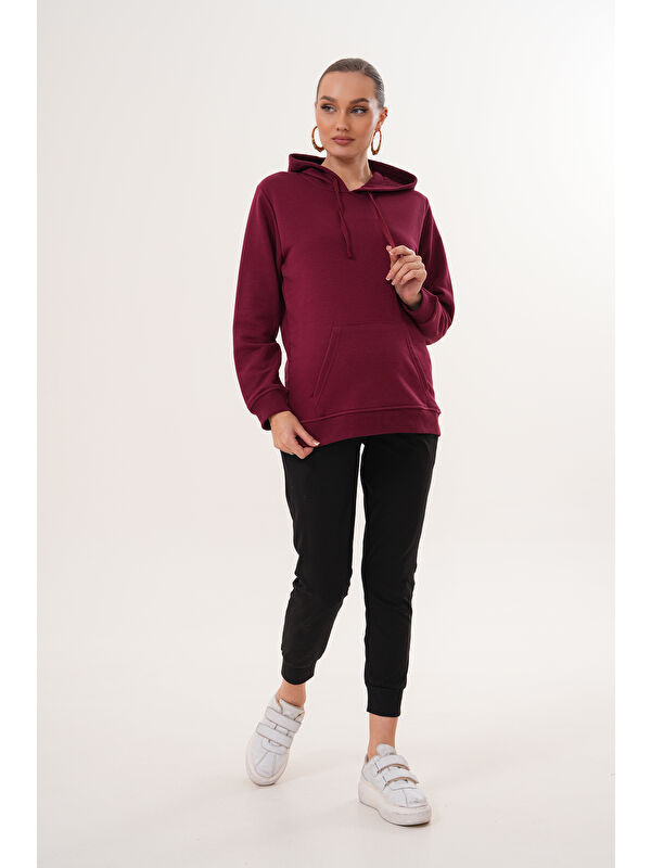 MİSS DÜNYA LİSSA %100 Pamuk Hamile ve Lohusa Basic Kapüşonlu Sweatshirt