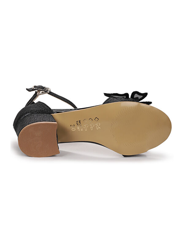 Zete Kum Simli Kız Çocuk 4 Cm Topuklu Sandalet Abiye Ayakkabı - Görsel 6