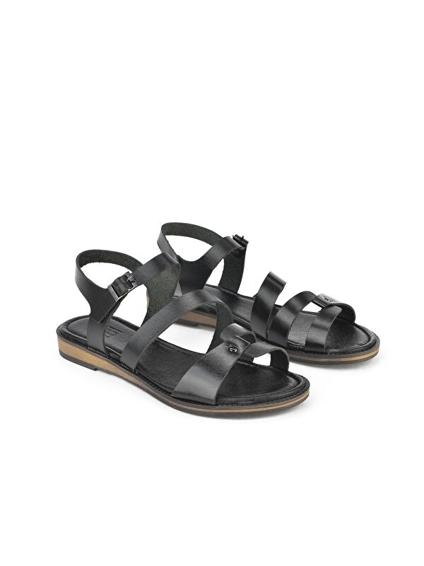 Kadın Hakiki Deri Sandalet 1511010Z4012 Siyah - Görsel 3