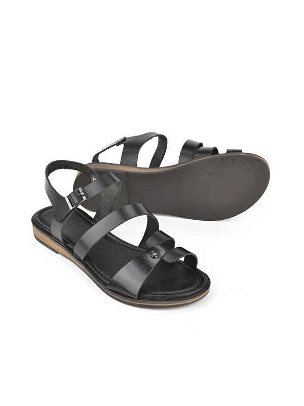 Kadın Hakiki Deri Sandalet 1511010Z4012 Siyah - Görsel 5