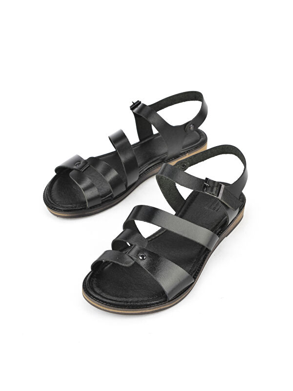 Kadın Hakiki Deri Sandalet 1511010Z4012 Siyah - Görsel 6