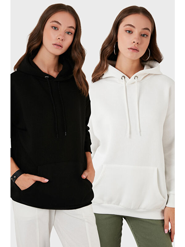 Lela Regular Fit Pamuklu Kapüşonlu Yaka Şardonlu Kışlık 2'li Paket Sweat 5863854S2