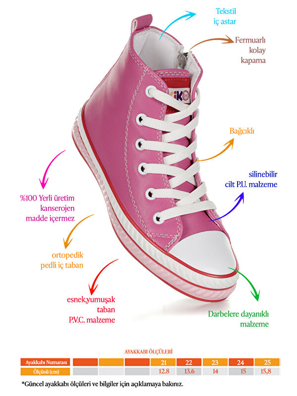 Pant Günlük Bağcıklı Fermuarlı Kız Bebek Spor Ayakkabı - Görsel 3