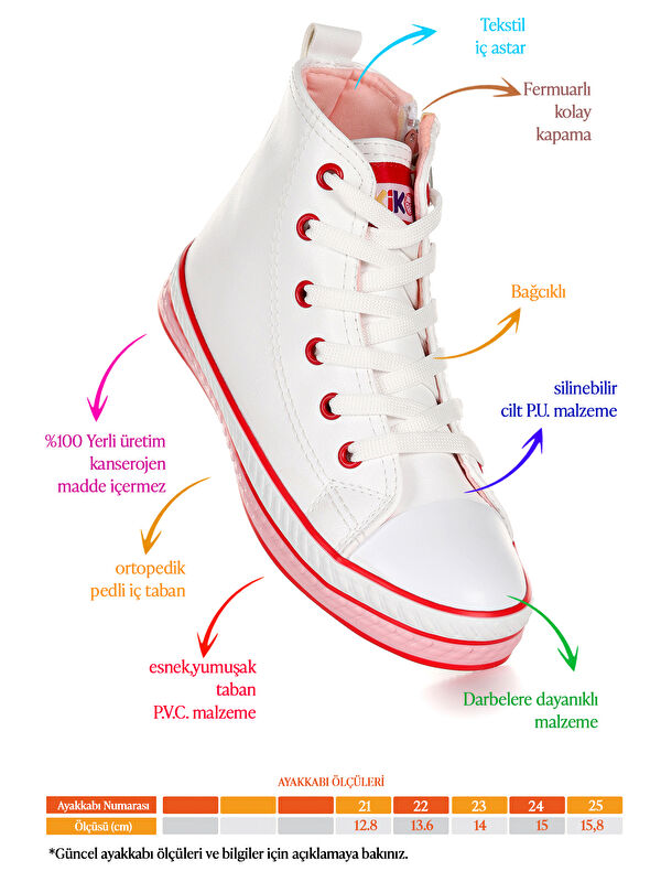 Pant Günlük Bağcıklı Fermuarlı Kız Bebek Spor Ayakkabı - Görsel 3