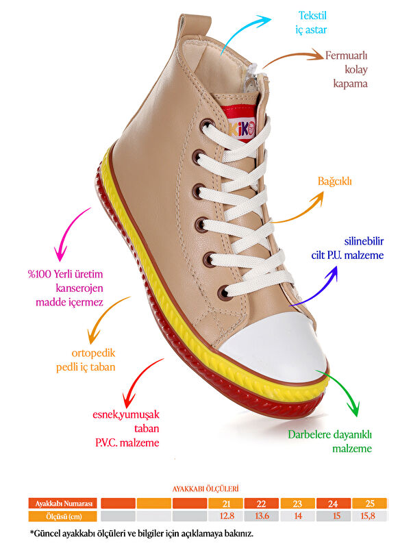 Pant Günlük Bağcıklı Fermuarlı Kız Bebek Spor Ayakkabı - Görsel 3