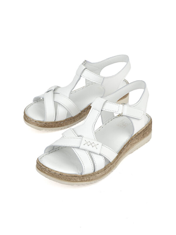 Kadın Hakiki Deri Sandalet 1511051Z011 Beyaz - Görsel 6