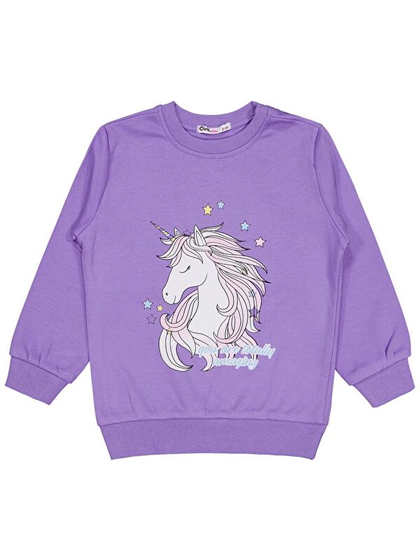 Civil Girls Baskılı 2-5 Yaş Sweatshirt - Lila 5-6 Yaş